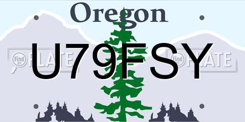 U79FSY Oregon License Plate