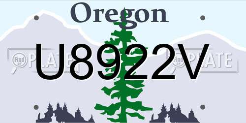 U8922V Oregon License Plate