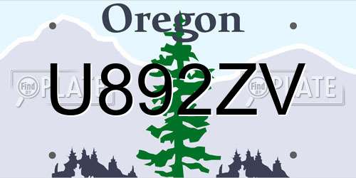U892ZV Oregon License Plate