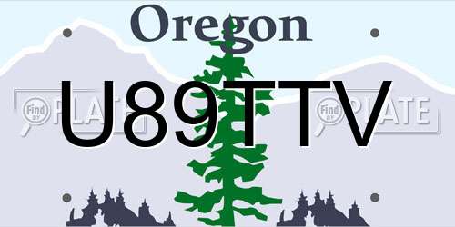 U89TTV Oregon License Plate