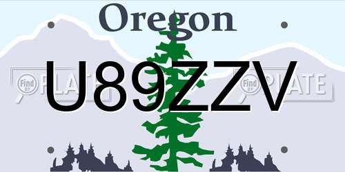 U89ZZV Oregon License Plate
