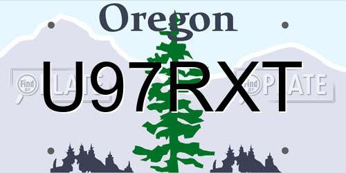 U97RXT Oregon License Plate