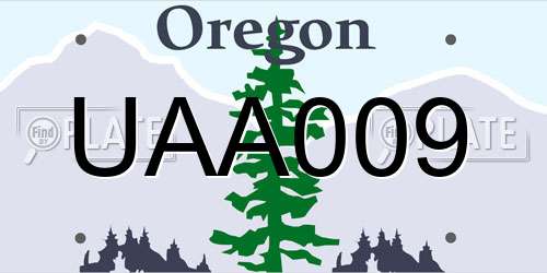 UAA009 Oregon License Plate