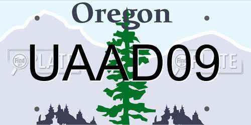 UAAD09 Oregon License Plate
