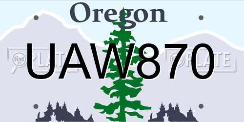 UAW870 Oregon License Plate