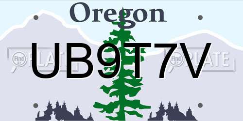 UB9T7V Oregon License Plate