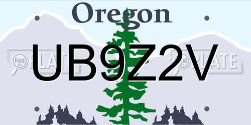 UB9Z2V Oregon License Plate