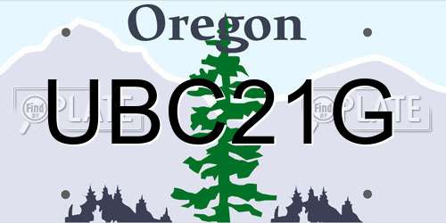 UBC21G Oregon License Plate