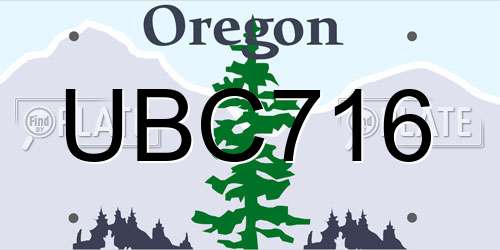 UBC716 Oregon License Plate