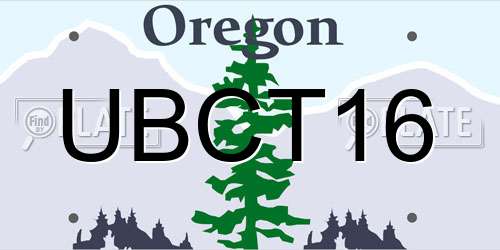 UBCT16 Oregon License Plate
