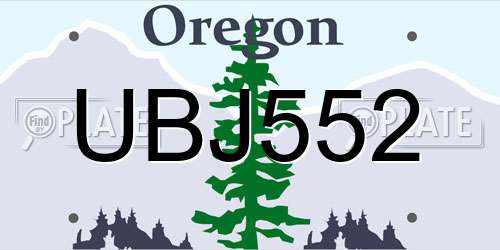 UBJ552 Oregon License Plate
