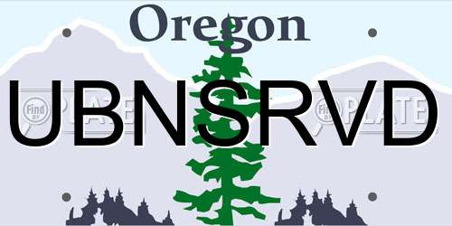 UBNSRVD Oregon License Plate