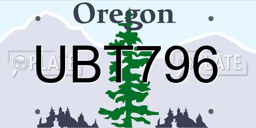 UBT796 Oregon License Plate