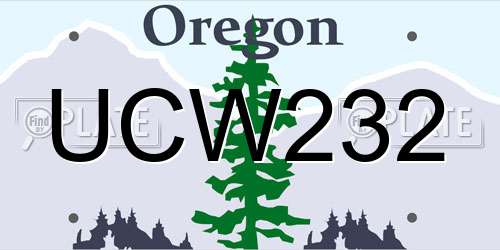 UCW232 Oregon License Plate