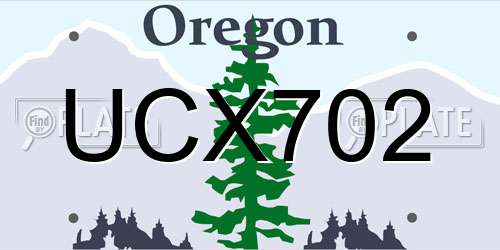 UCX702 Oregon License Plate