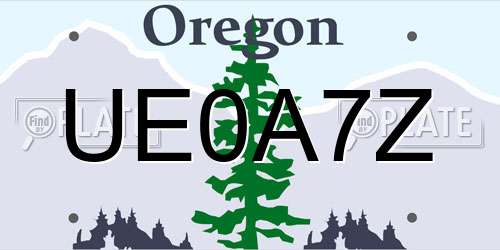 UE0A7Z Oregon License Plate