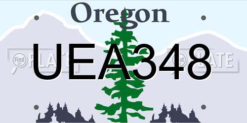 UEA348 Oregon License Plate