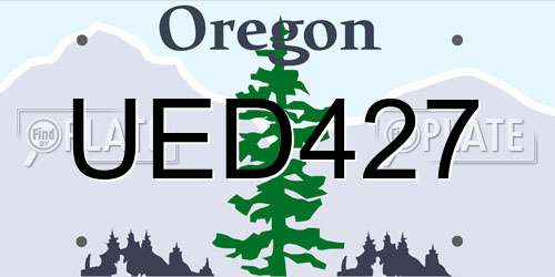 UED427 Oregon License Plate