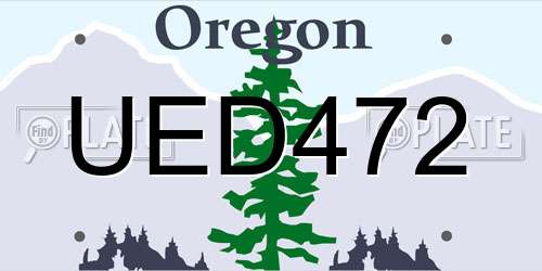 UED472 Oregon License Plate