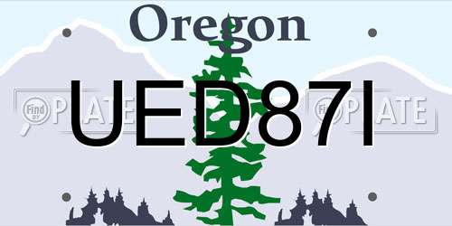 UED87I Oregon License Plate