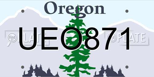 UEO871 Oregon License Plate