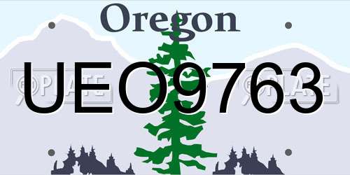 UEO9763 Oregon License Plate