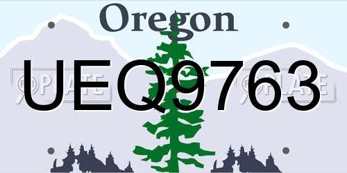 UEQ9763 Oregon License Plate