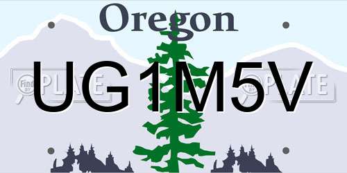 UG1M5V Oregon License Plate