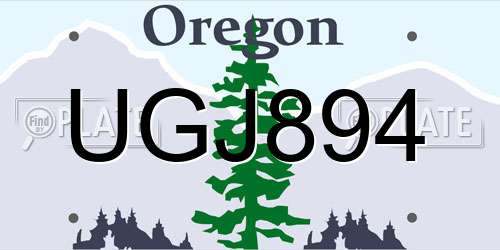 UGJ894 Oregon License Plate