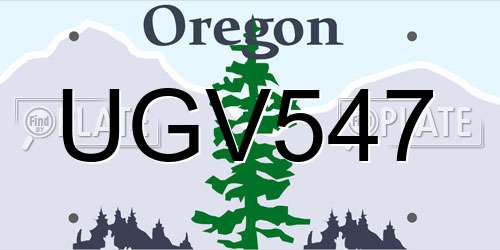UGV547 Oregon License Plate