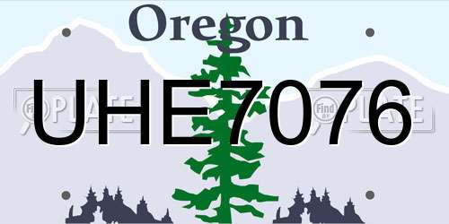 UHE7076 Oregon License Plate