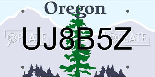 UJ8B5Z Oregon License Plate