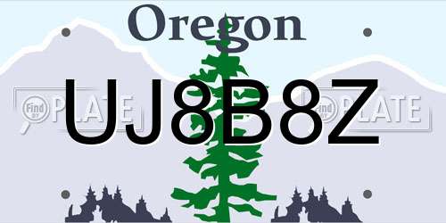 UJ8B8Z Oregon License Plate