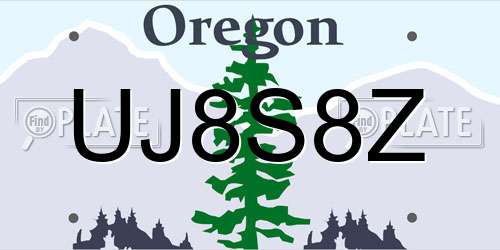 UJ8S8Z Oregon License Plate