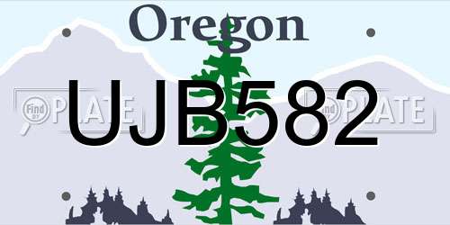 UJB582 Oregon License Plate