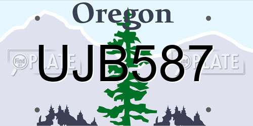 UJB587 Oregon License Plate
