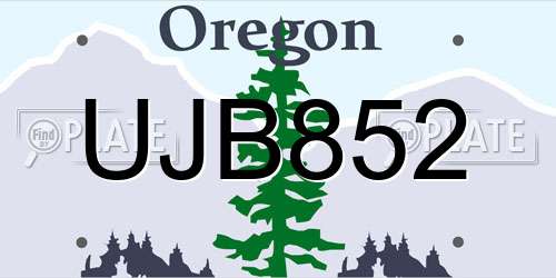 UJB852 Oregon License Plate