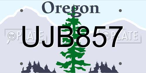 UJB857 Oregon License Plate