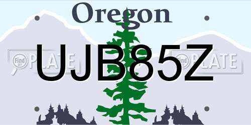 UJB85Z Oregon License Plate