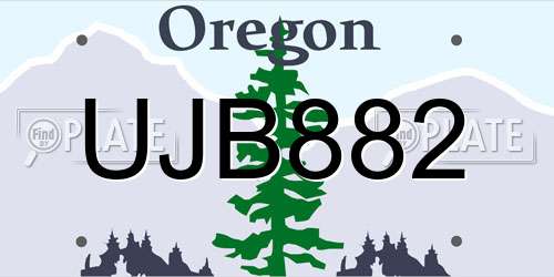 UJB882 Oregon License Plate
