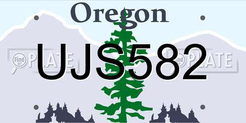 UJS582 Oregon License Plate