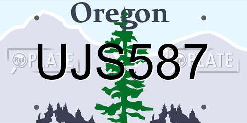 UJS587 Oregon License Plate