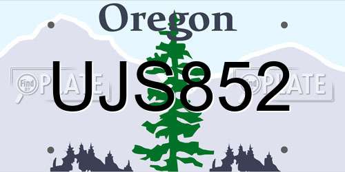 UJS852 Oregon License Plate