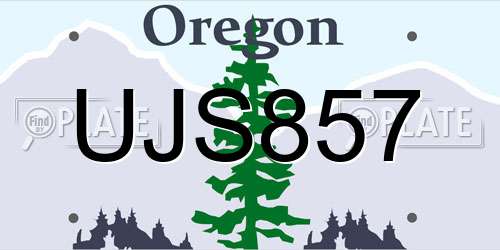 UJS857 Oregon License Plate
