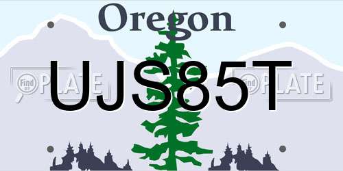 UJS85T Oregon License Plate