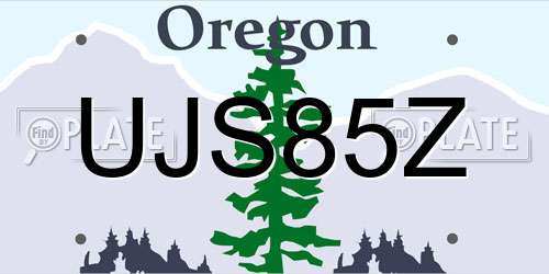 UJS85Z Oregon License Plate