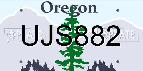 UJS882 Oregon License Plate