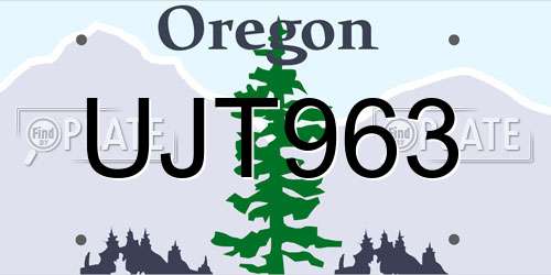 UJT963 Oregon License Plate