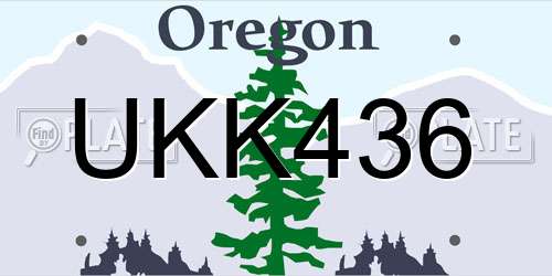 UKK436 Oregon License Plate