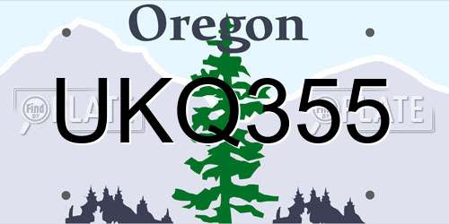 UKQ355 Oregon License Plate